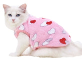 KUTKUT Cute Heart Print Fashion Soft Flannel Fleece Shirt for Small Puppy/Cat, Winter Shirt for Shih Tzu, Maltese, Yorkie etc.